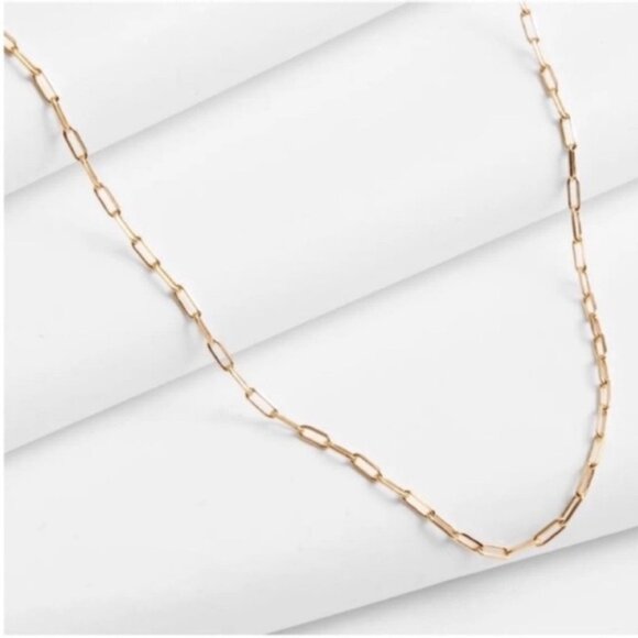 New! Madewell Demi 14K Gold Plated Petite Paperclip Chain Necklace NWOT - Picture 1 of 2